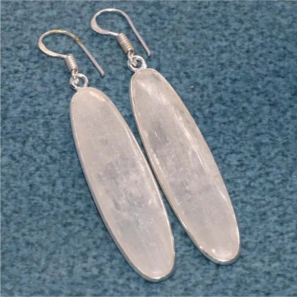 Earth Art hand crafted artisan Jewelry - Selenite silver earrings